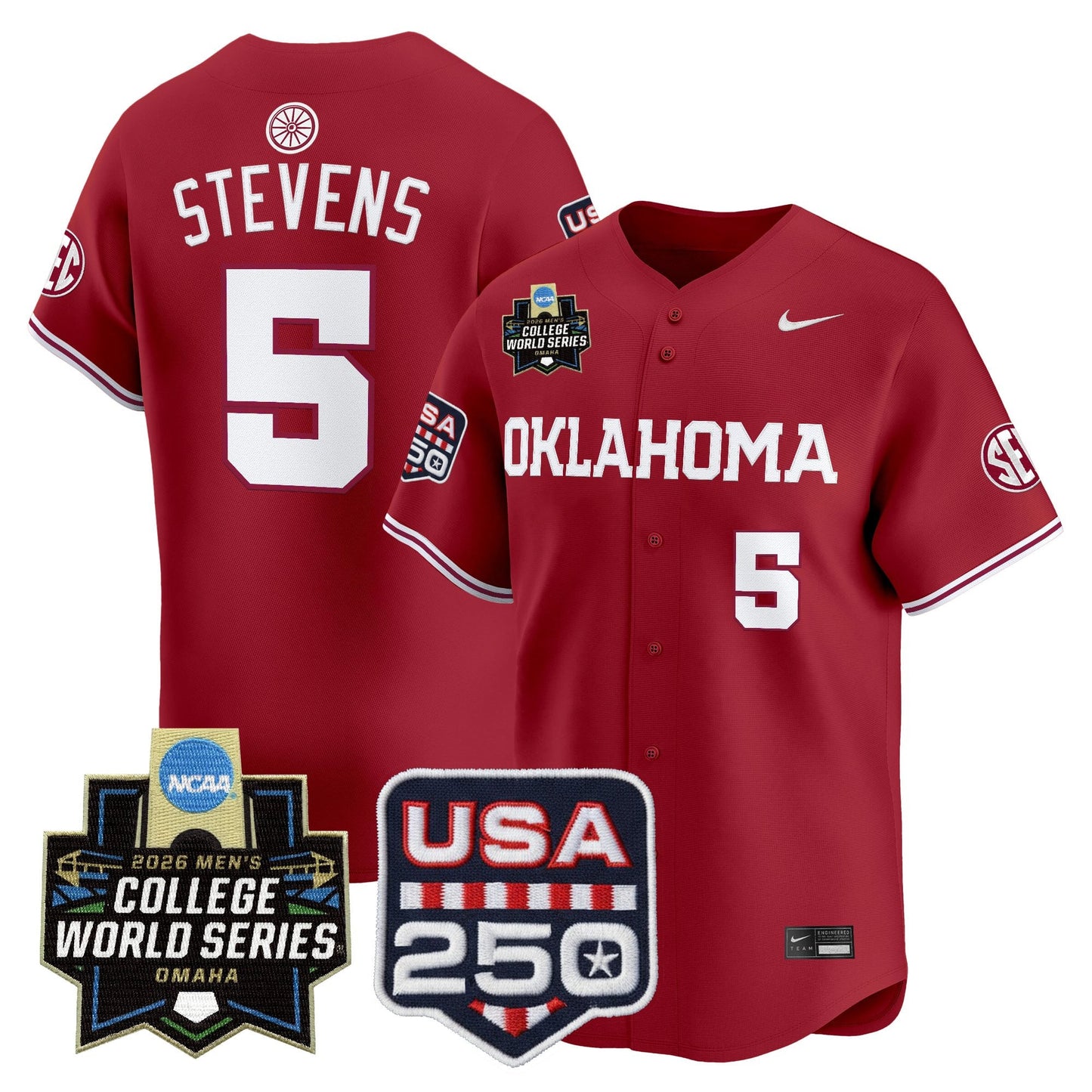 Oklahoma Sooners 2026 World Series Vapor Premier Limited Jersey - 250 America Patch - All Stitched