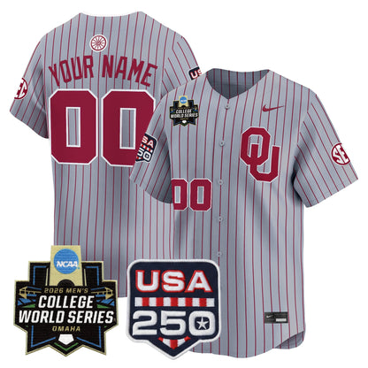 Oklahoma Sooners 2026 World Series Vapor Premier Limited Custom Jersey - 250 America Patch - All Stitched