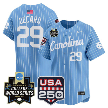 North Carolina Tar Heels 2026 World Series Vapor Premier Limited Jersey - 250 America Patch - All Stitched