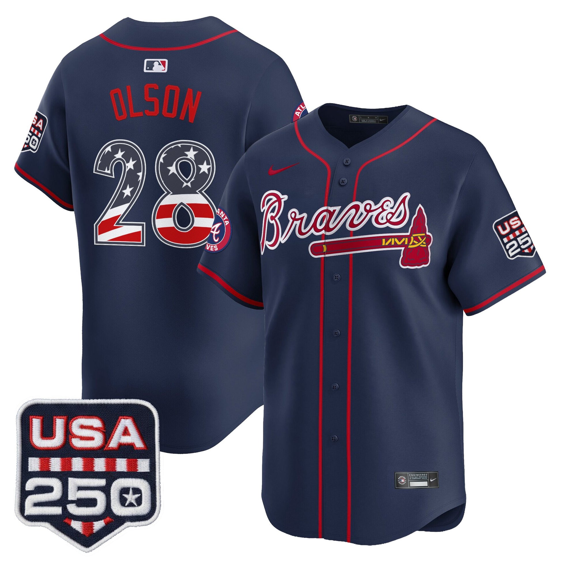 Atlanta Braves USA 250 Fourth of July Vapor Premier Limited Jersey - All Stitched