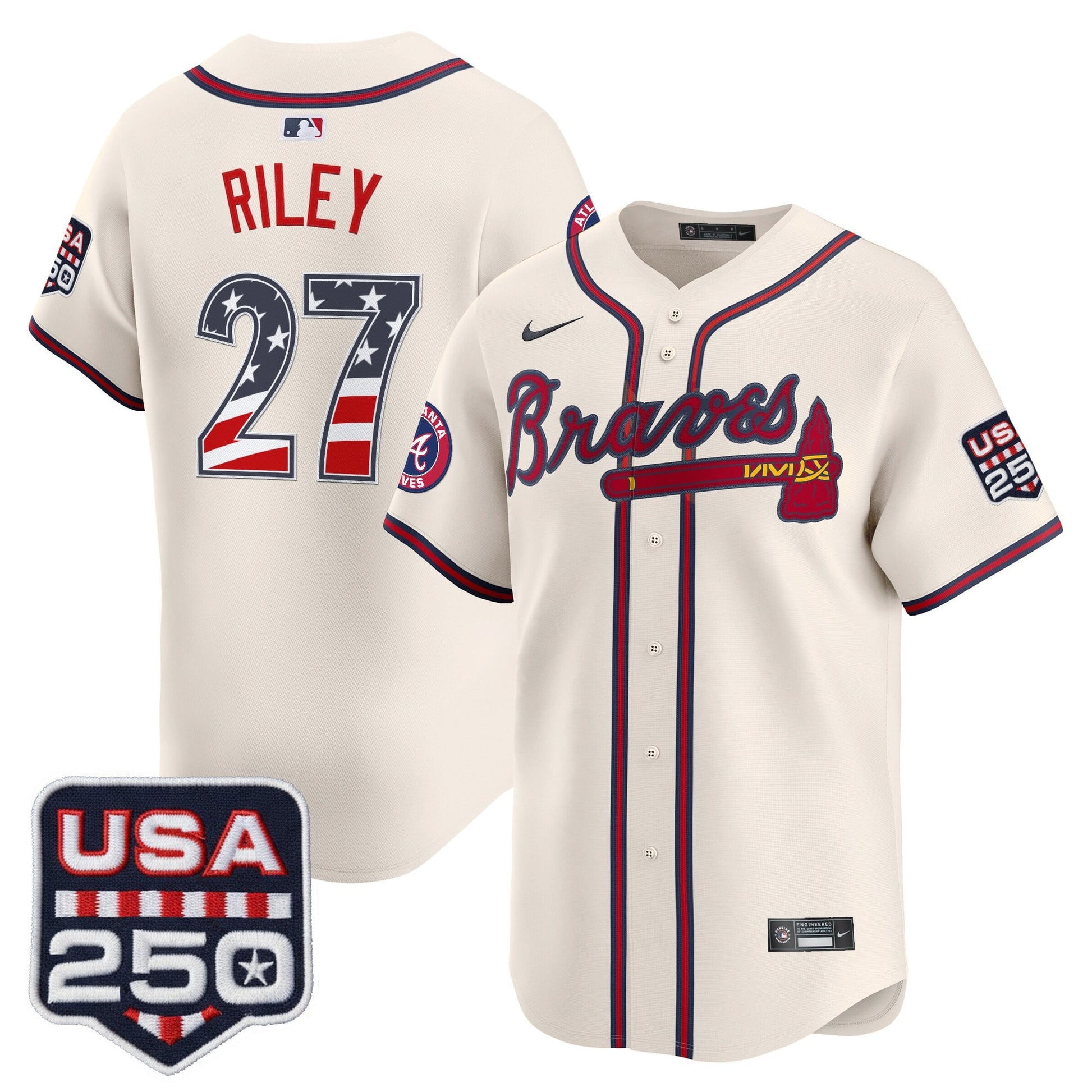 Atlanta Braves USA 250 Fourth of July Vapor Premier Limited Jersey - All Stitched