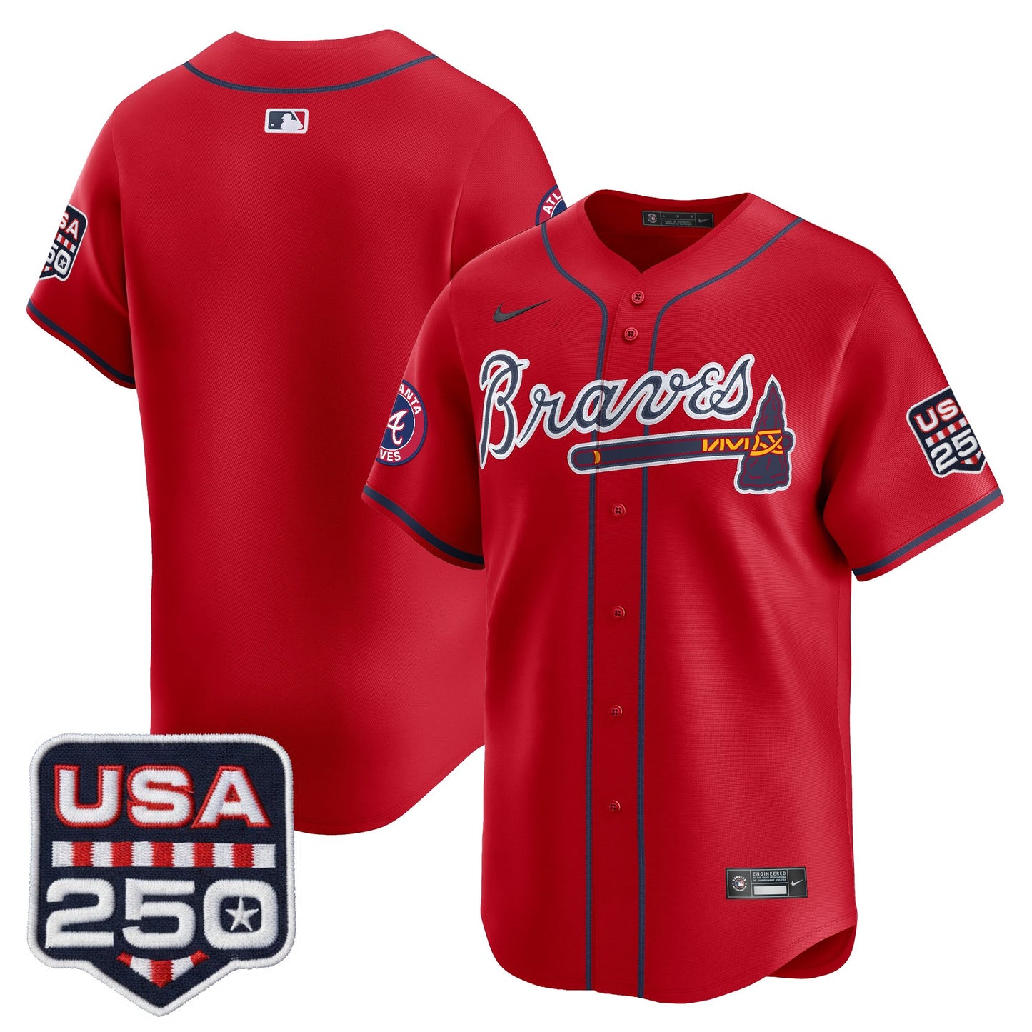 Atlanta Braves USA 250 Fourth of July Vapor Premier Limited Jersey - All Stitched