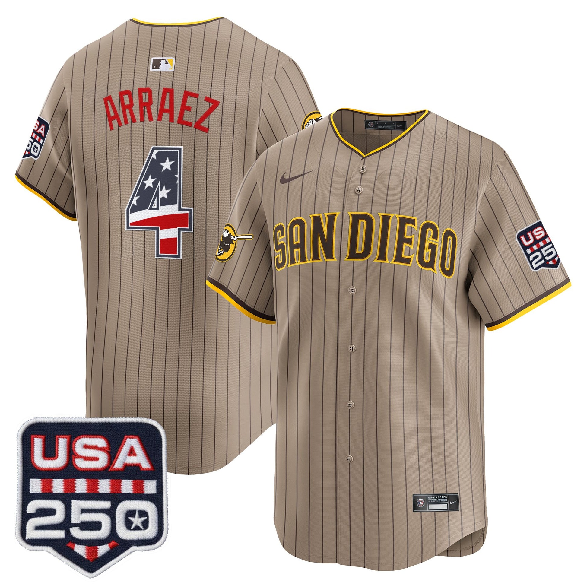 Men's San Diego Padres USA 250 Fourth of July Vapor Premier Limited Jersey - All Stitched
