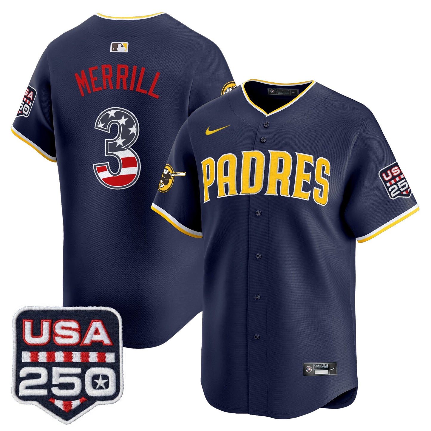 Men's San Diego Padres USA 250 Fourth of July Vapor Premier Limited Jersey - All Stitched