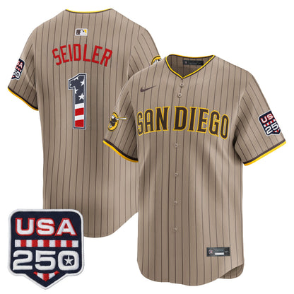 Men's San Diego Padres USA 250 Fourth of July Vapor Premier Limited Jersey - All Stitched