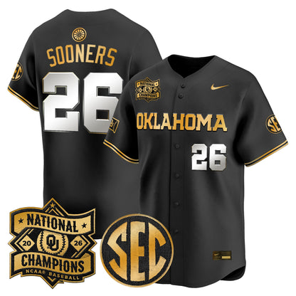 Men's Oklahoma Sooners 2026 National Champions Patch Vapor Premier Limited Jersey V2 - All Stitched