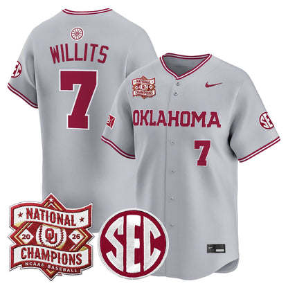 Men's Oklahoma Sooners 2026 National Champions Patch Vapor Premier Limited Jersey V2 - All Stitched