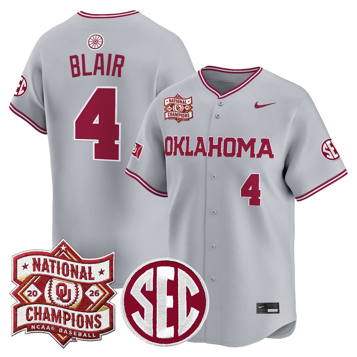 Men's Oklahoma Sooners 2026 National Champions Patch Vapor Premier Limited Jersey V2 - All Stitched