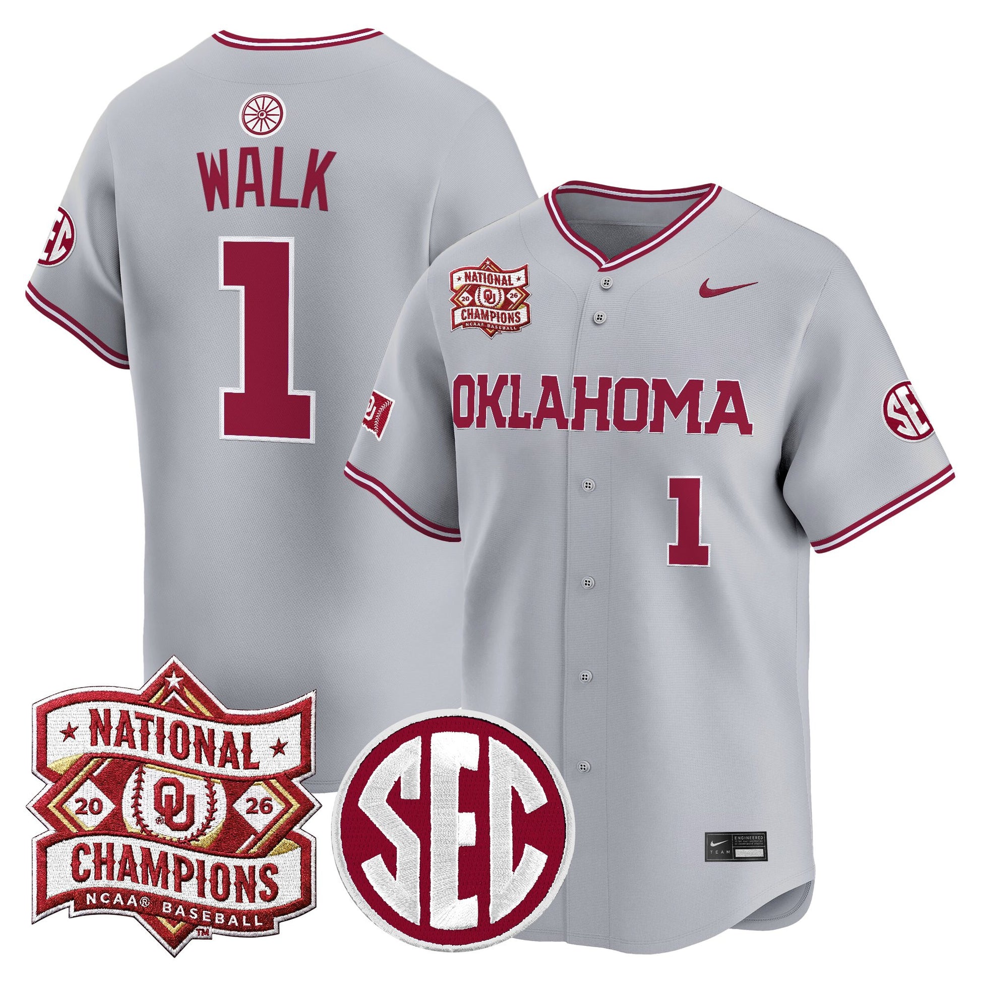 Men's Oklahoma Sooners 2026 National Champions Patch Vapor Premier Limited Jersey V2 - All Stitched