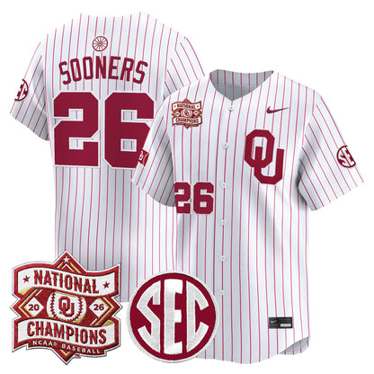 Men's Oklahoma Sooners 2026 National Champions Patch Vapor Premier Limited Jersey V2 - All Stitched
