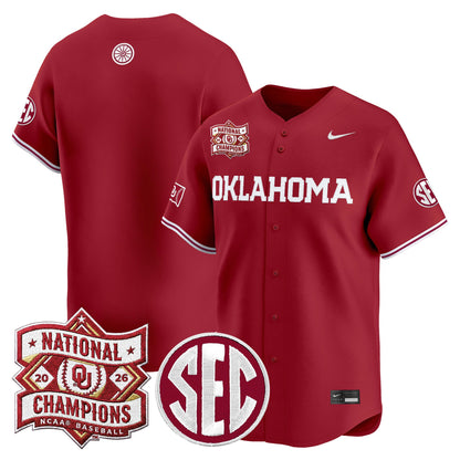 Men's Oklahoma Sooners 2026 National Champions Patch Vapor Premier Limited Jersey V2 - All Stitched