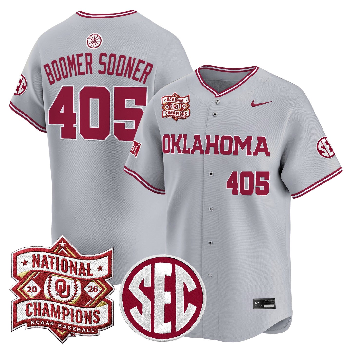 Men's Oklahoma Sooners 2026 National Champions Patch Vapor Premier Limited Jersey V2 - All Stitched