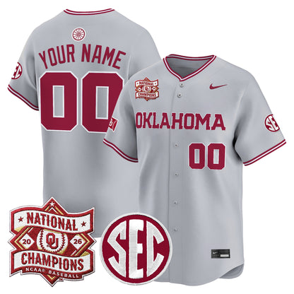 Oklahoma Sooners 2026 National Champions Patch Vapor Premier Limited Custom Jersey V2 - All Stitched