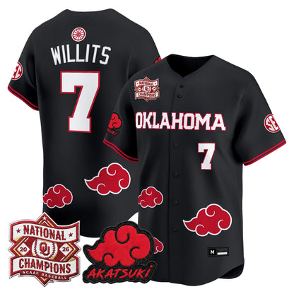 Oklahoma Sooners 2026 National Champions Patch x Naruto "Akatsuki Edition" Vapor Premier Limited Jersey - All Stitched