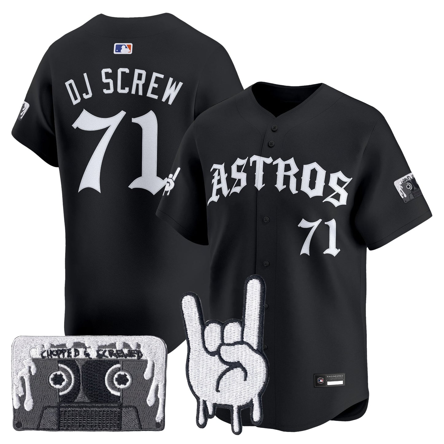 Men's Houston Astros Dj Screw Vapor Premier Limited Jersey - Gothic Edition - All Stitched