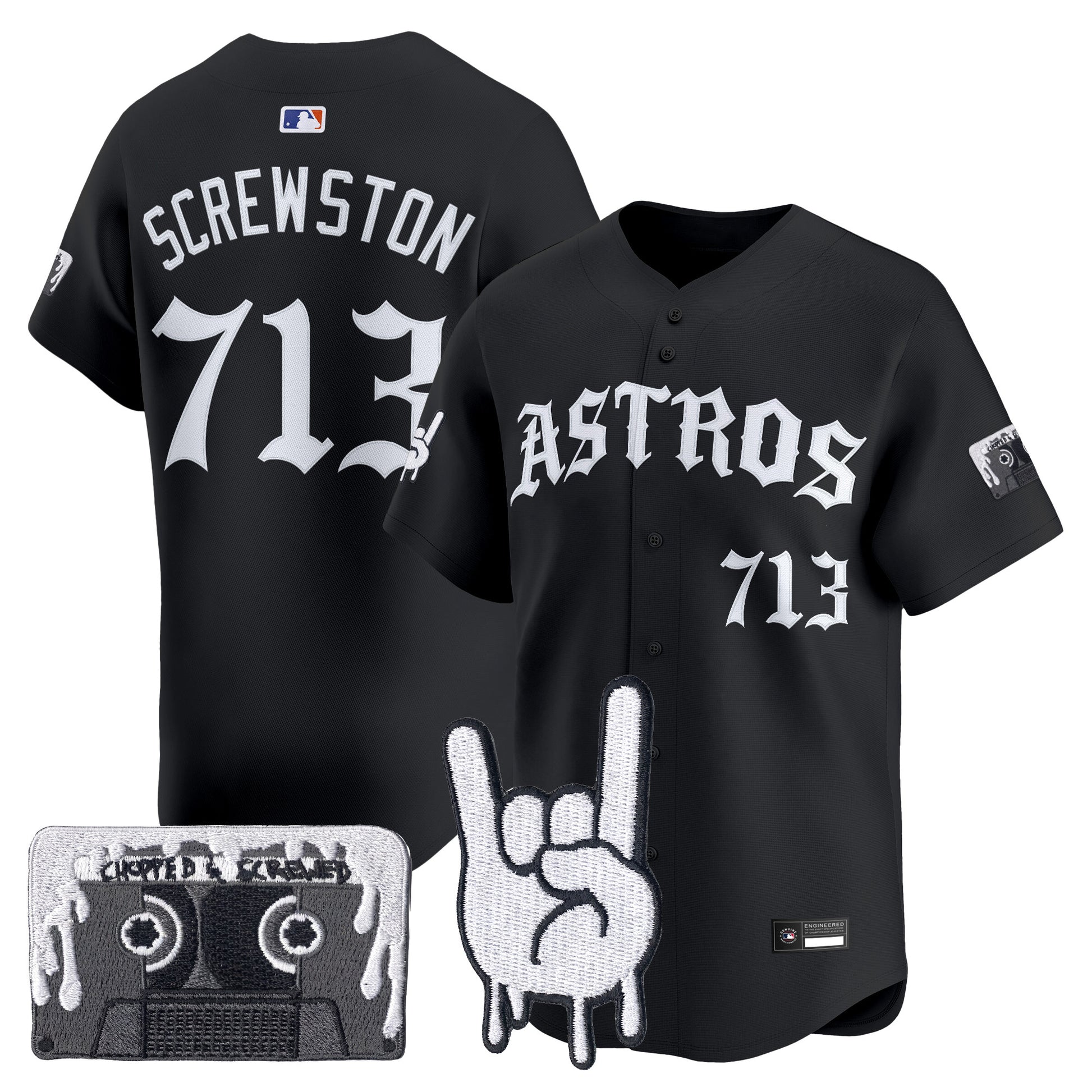 Men's Houston Astros Dj Screw Vapor Premier Limited Jersey - Gothic Edition - All Stitched