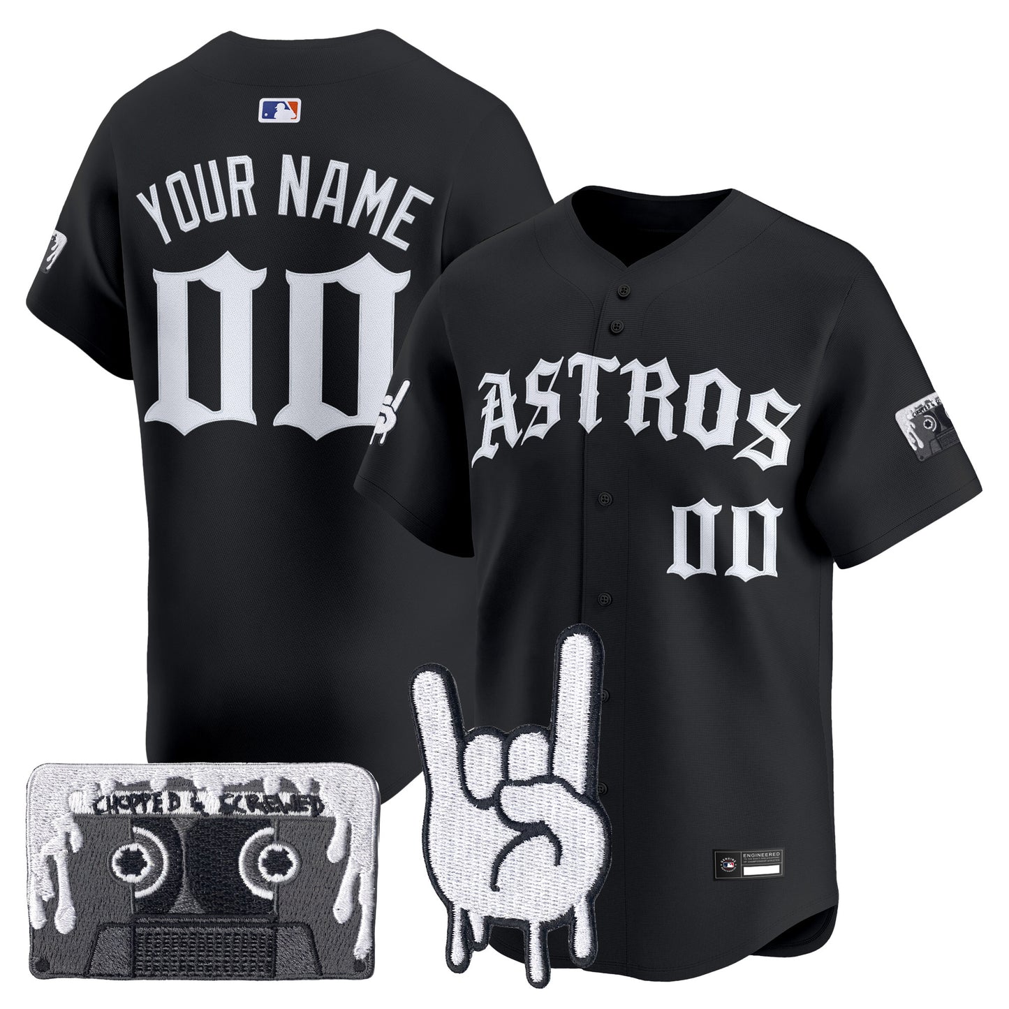 Houston Astros Dj Screw Vapor Premier Limited Custom Jersey - Gothic Edition - All Stitched
