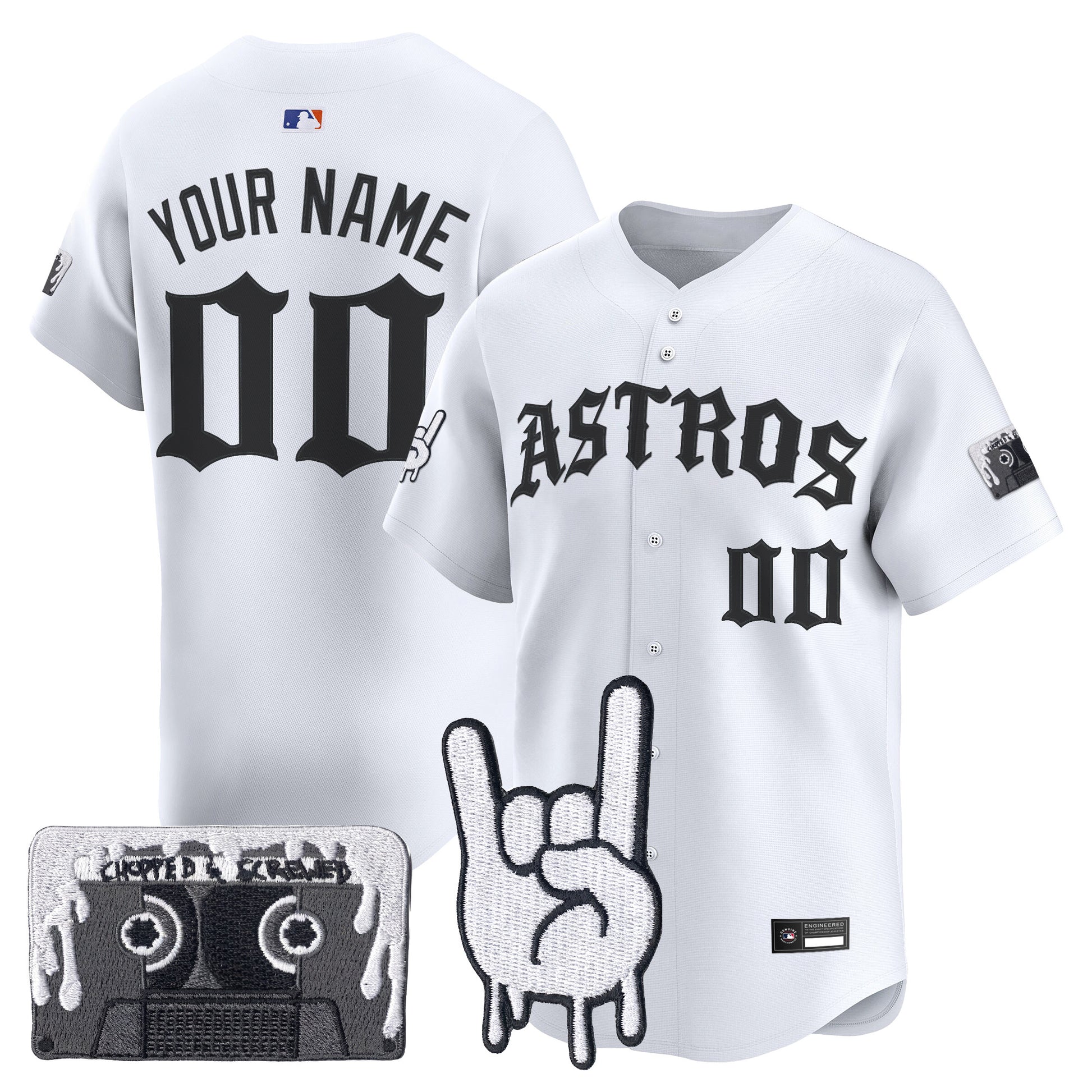 Houston Astros Dj Screw Vapor Premier Limited Custom Jersey - Gothic Edition - All Stitched