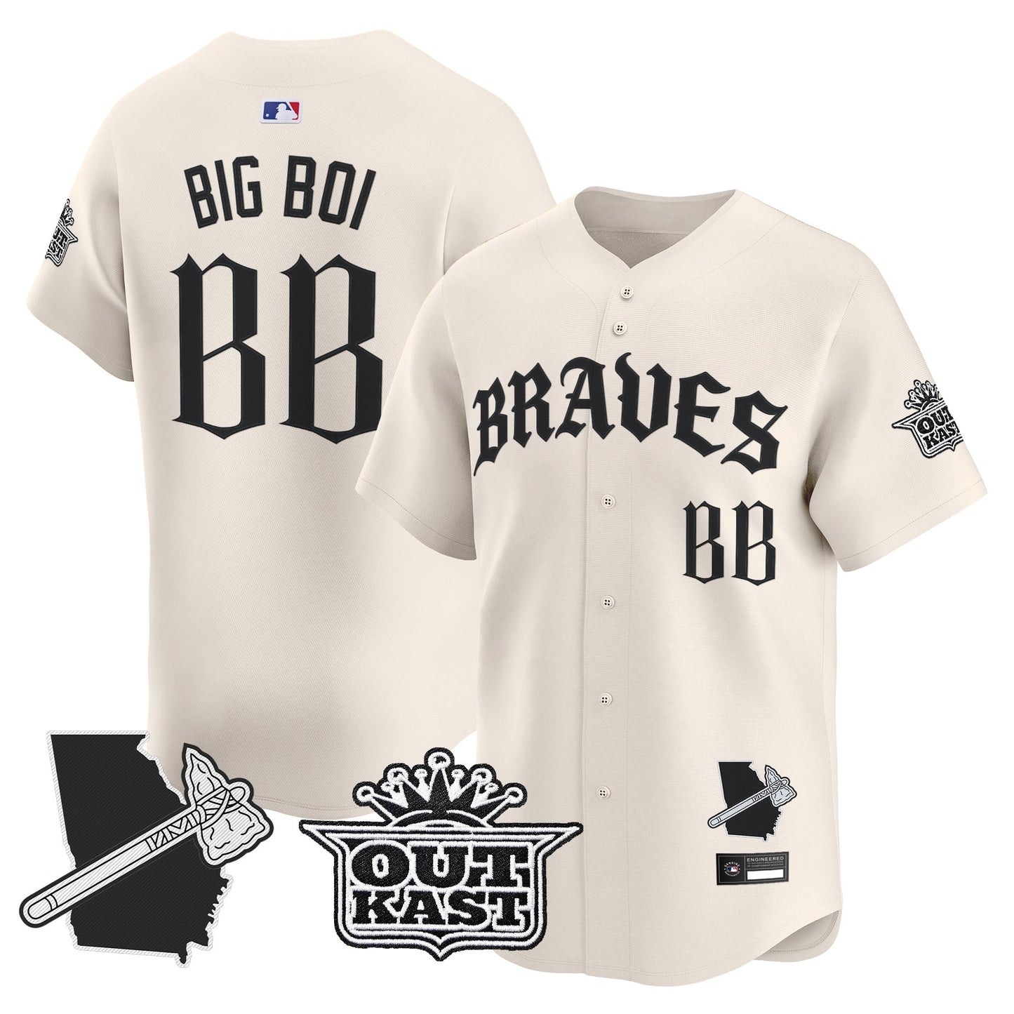 Men's Atlanta Braves 'Old English Edition' Vapor Premier Limited Jersey - All Stitched