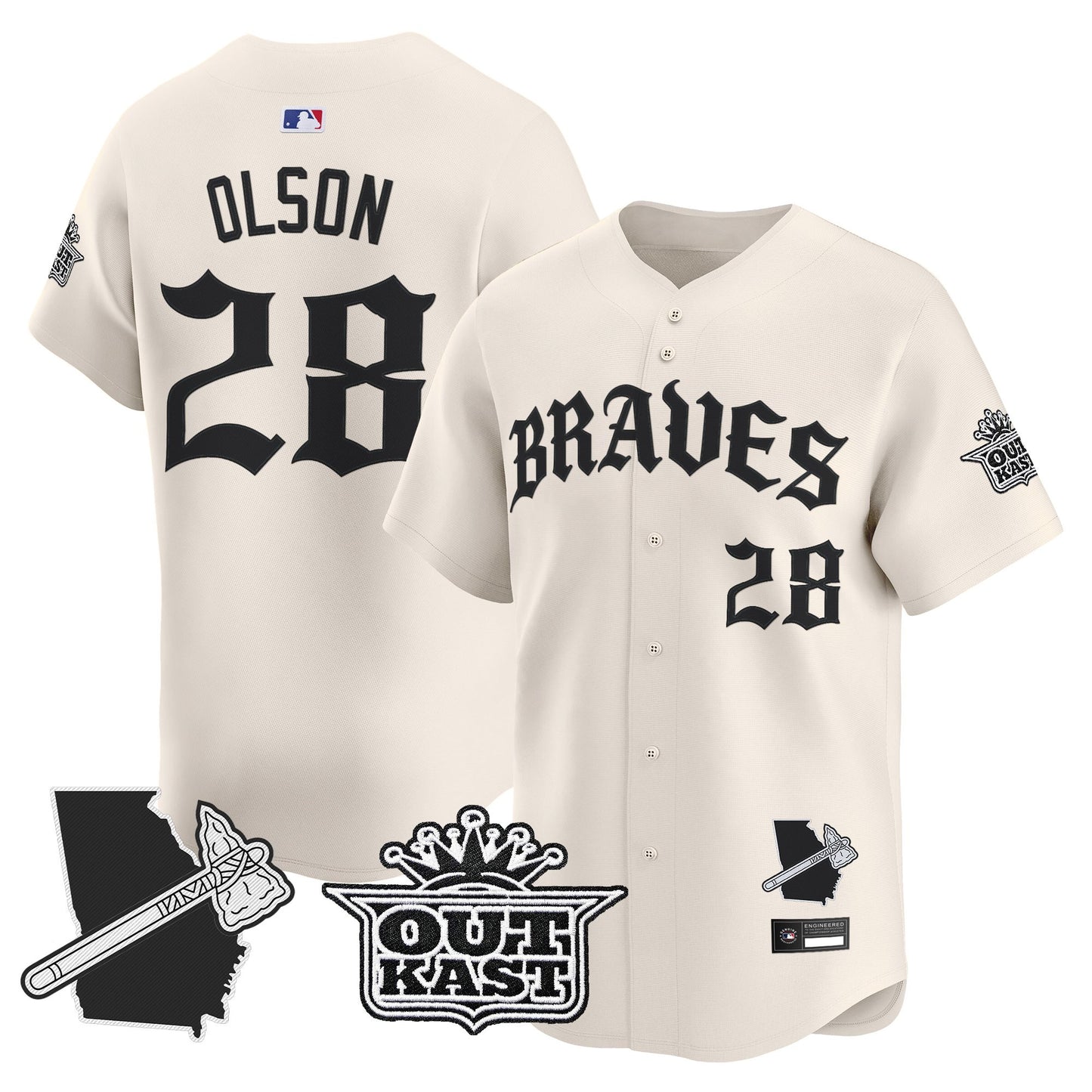 Men's Atlanta Braves 'Old English Edition' Vapor Premier Limited Jersey - All Stitched