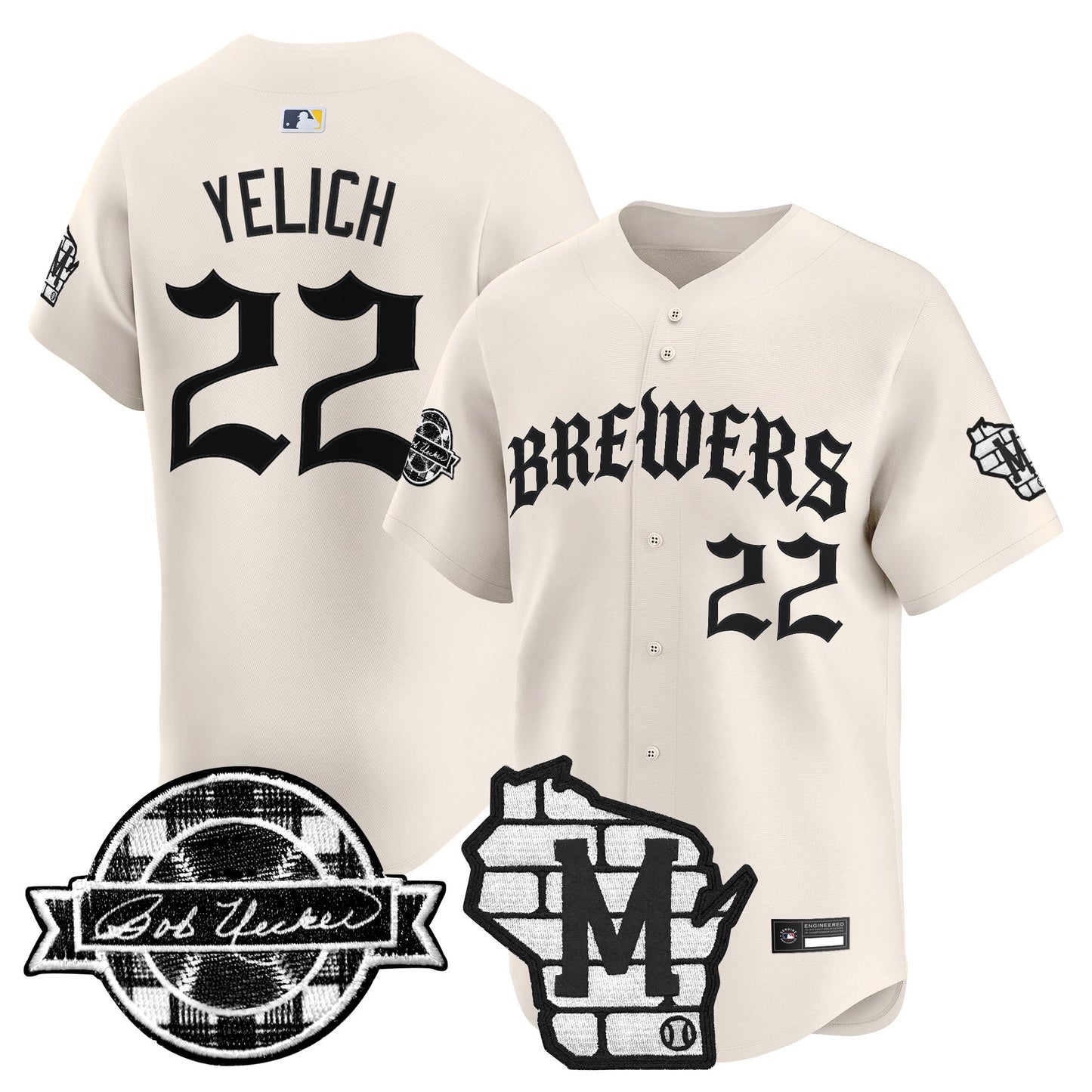 Men's Milwaukee Brewers 'Old English Edition' Vapor Premier Limited Jersey - All Stitched