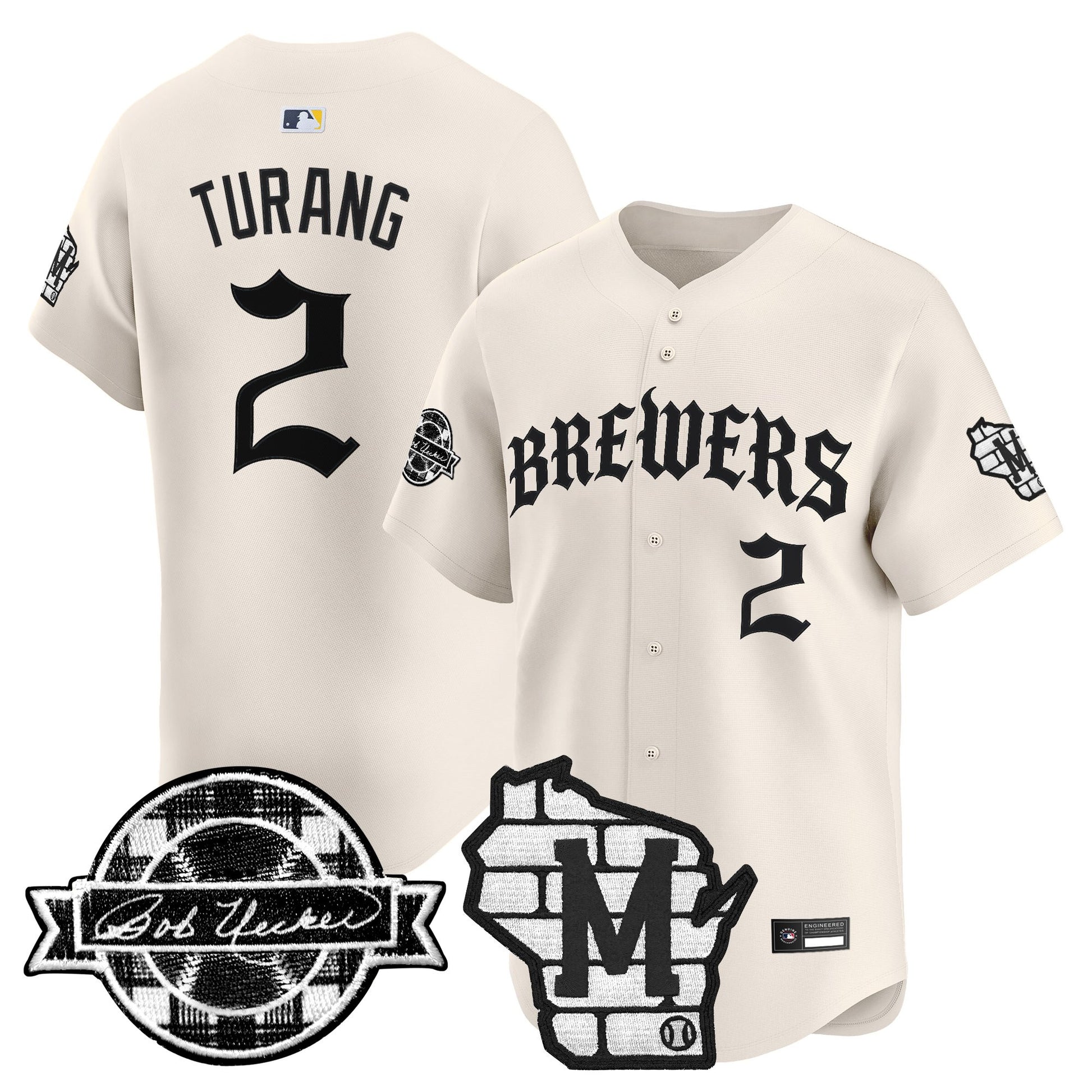 Men's Milwaukee Brewers 'Old English Edition' Vapor Premier Limited Jersey - All Stitched