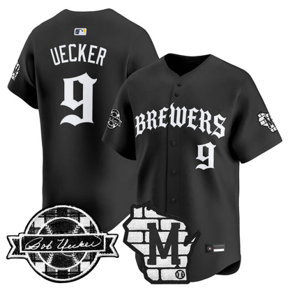 Men's Milwaukee Brewers 'Old English Edition' Vapor Premier Limited Jersey - All Stitched