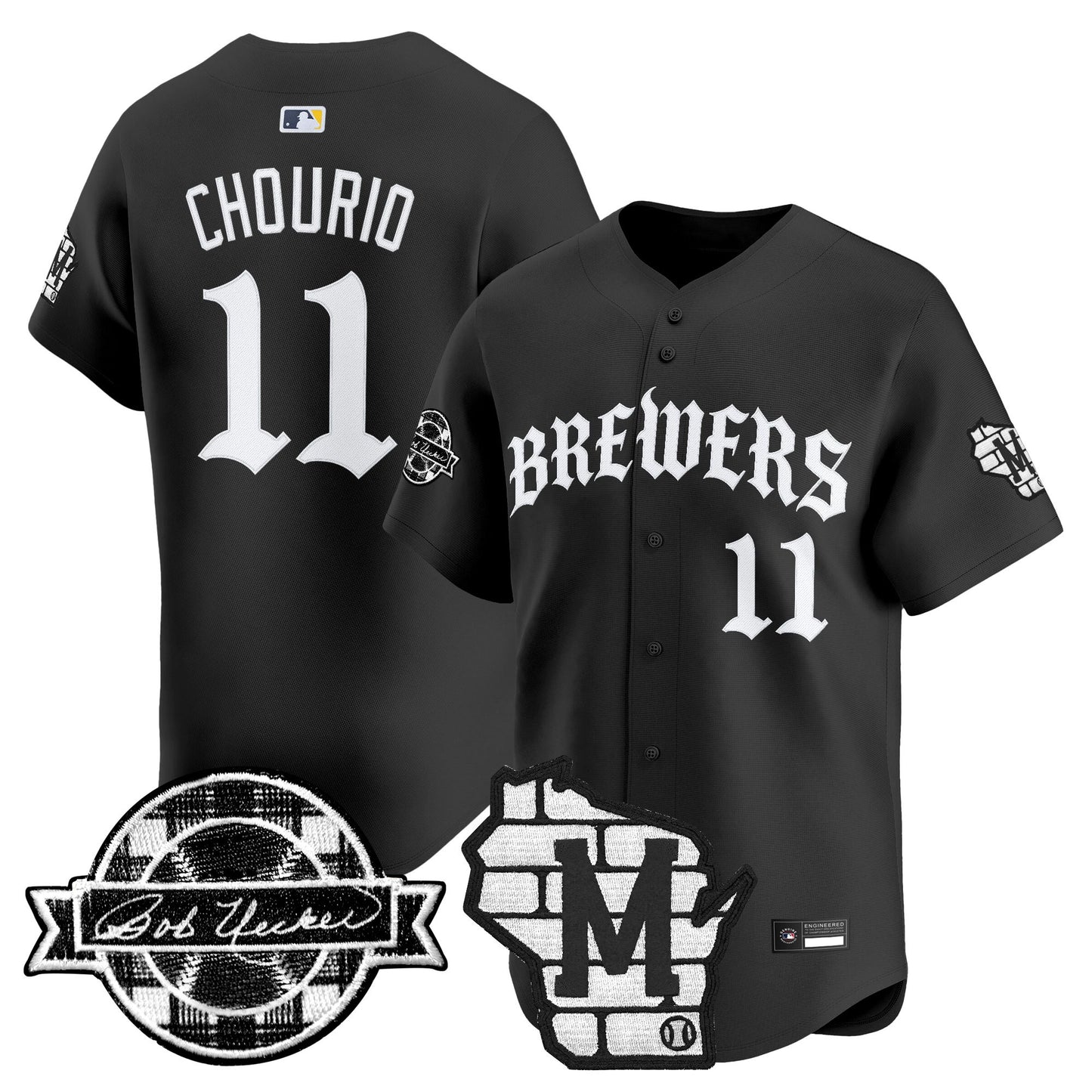Men's Milwaukee Brewers 'Old English Edition' Vapor Premier Limited Jersey - All Stitched