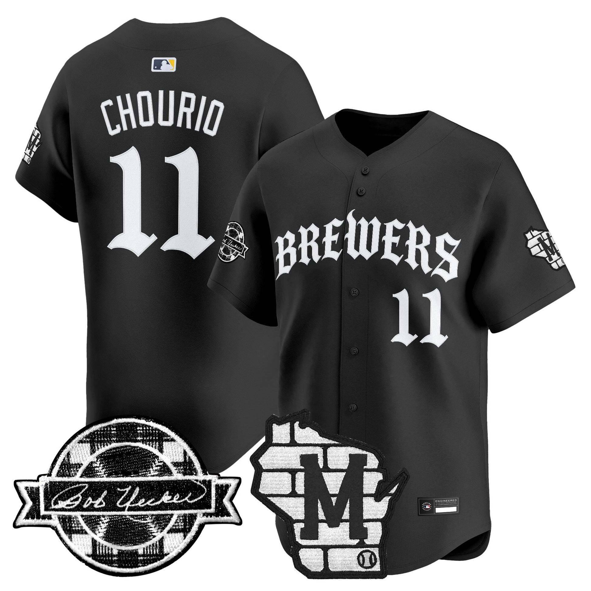 Men's Milwaukee Brewers 'Old English Edition' Vapor Premier Limited Jersey - All Stitched
