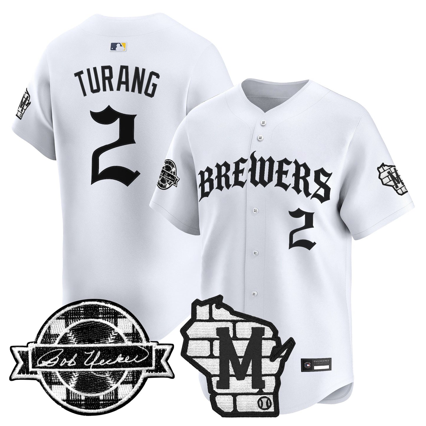 Men's Milwaukee Brewers 'Old English Edition' Vapor Premier Limited Jersey - All Stitched