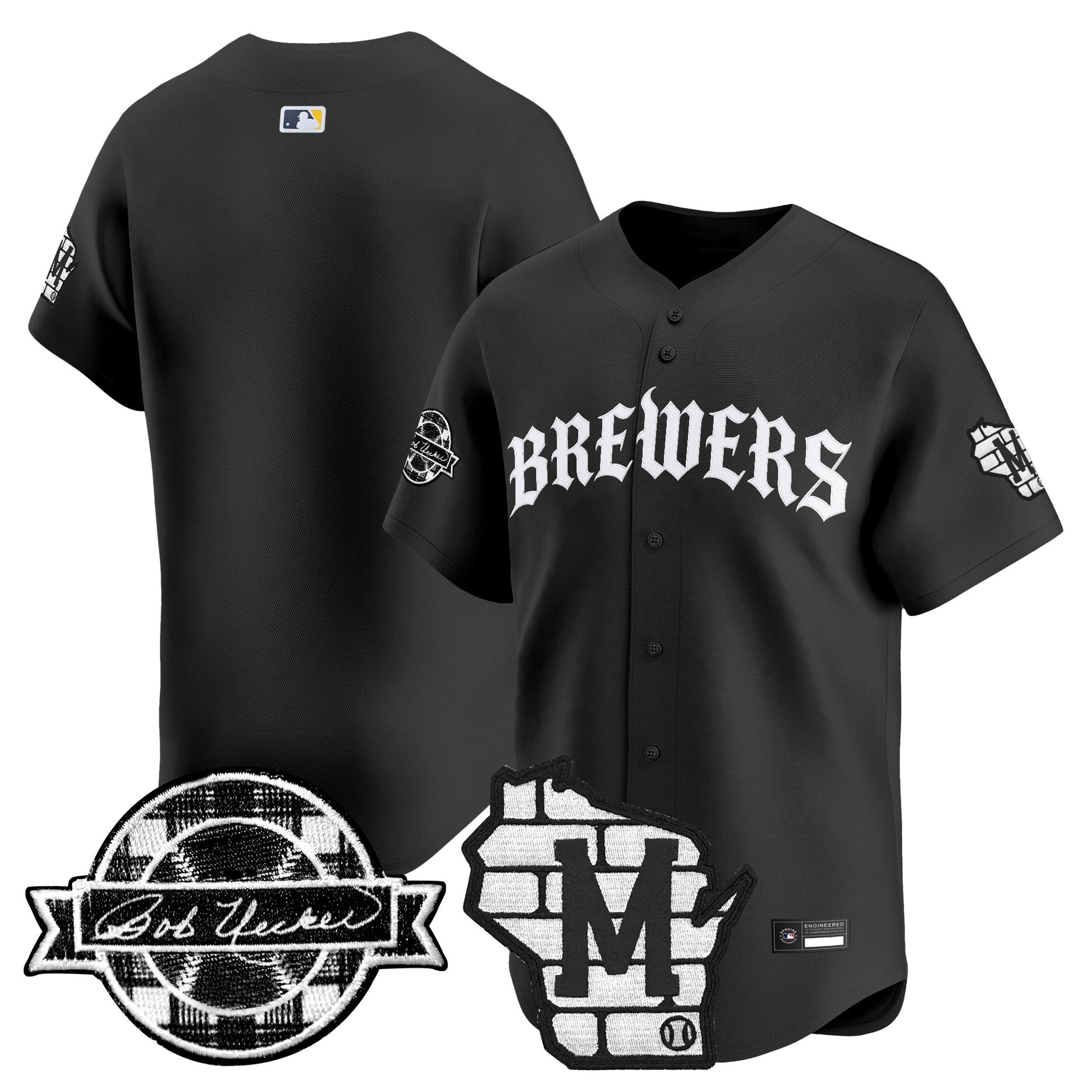 Men's Milwaukee Brewers 'Old English Edition' Vapor Premier Limited Jersey - All Stitched