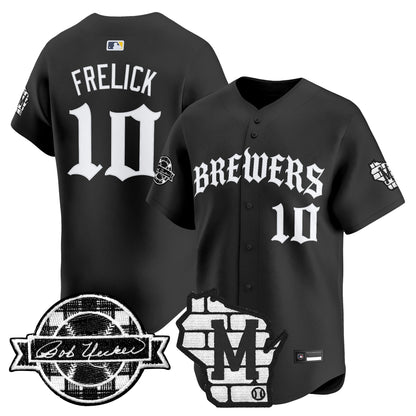 Men's Milwaukee Brewers 'Old English Edition' Vapor Premier Limited Jersey - All Stitched