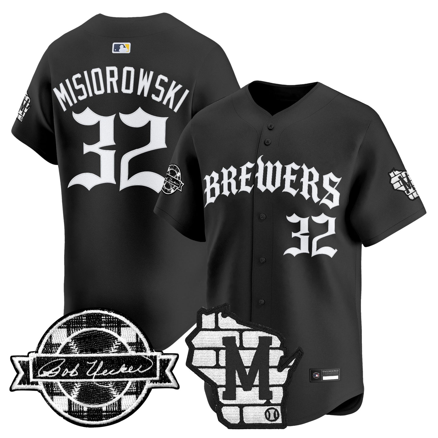 Men's Milwaukee Brewers 'Old English Edition' Vapor Premier Limited Jersey - All Stitched