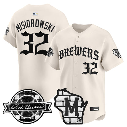 Men's Milwaukee Brewers 'Old English Edition' Vapor Premier Limited Jersey - All Stitched