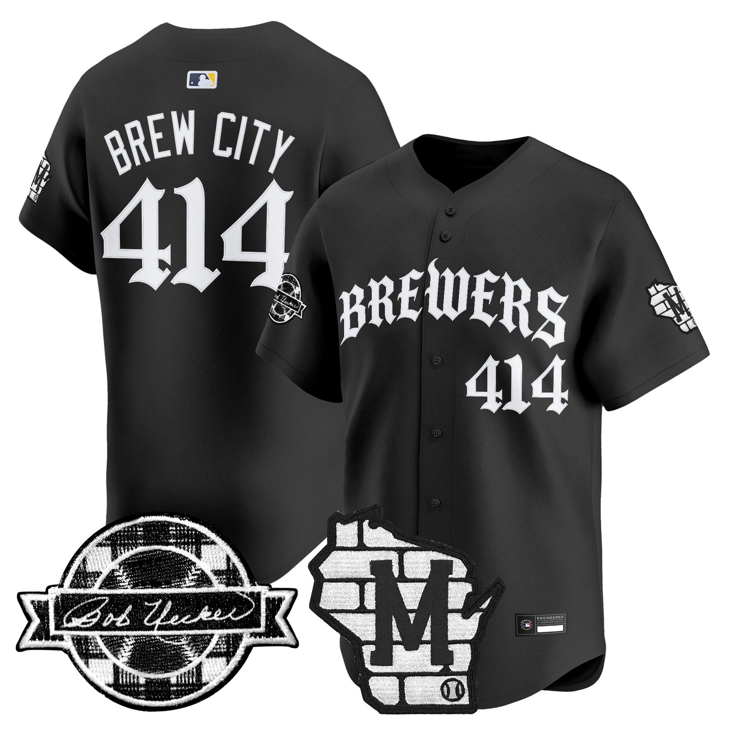Men's Milwaukee Brewers 'Old English Edition' Vapor Premier Limited Jersey - All Stitched