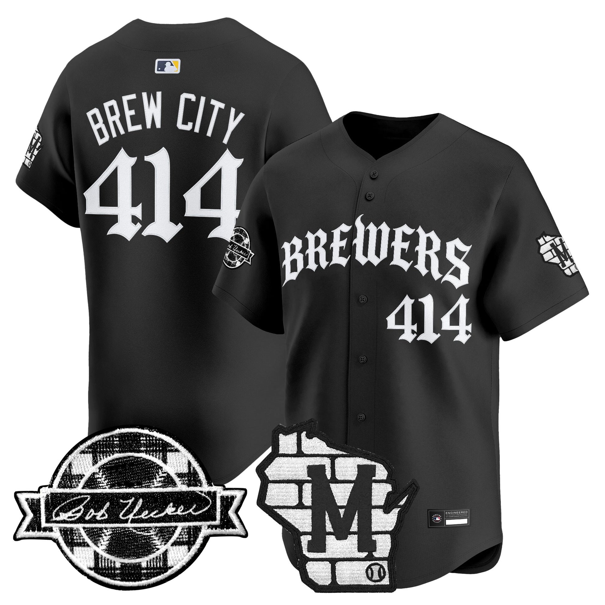 Men's Milwaukee Brewers 'Old English Edition' Vapor Premier Limited Jersey - All Stitched