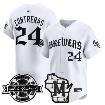 Men's Milwaukee Brewers 'Old English Edition' Vapor Premier Limited Jersey - All Stitched