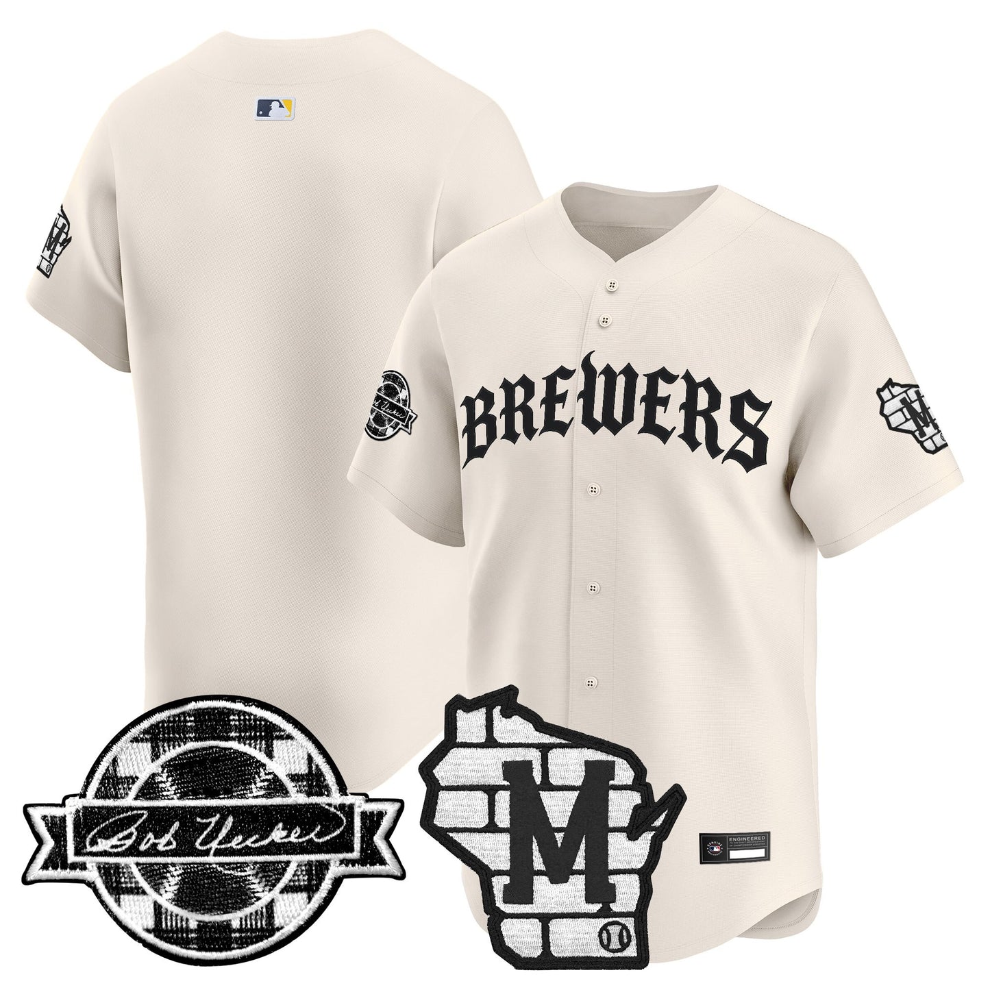 Men's Milwaukee Brewers 'Old English Edition' Vapor Premier Limited Jersey - All Stitched