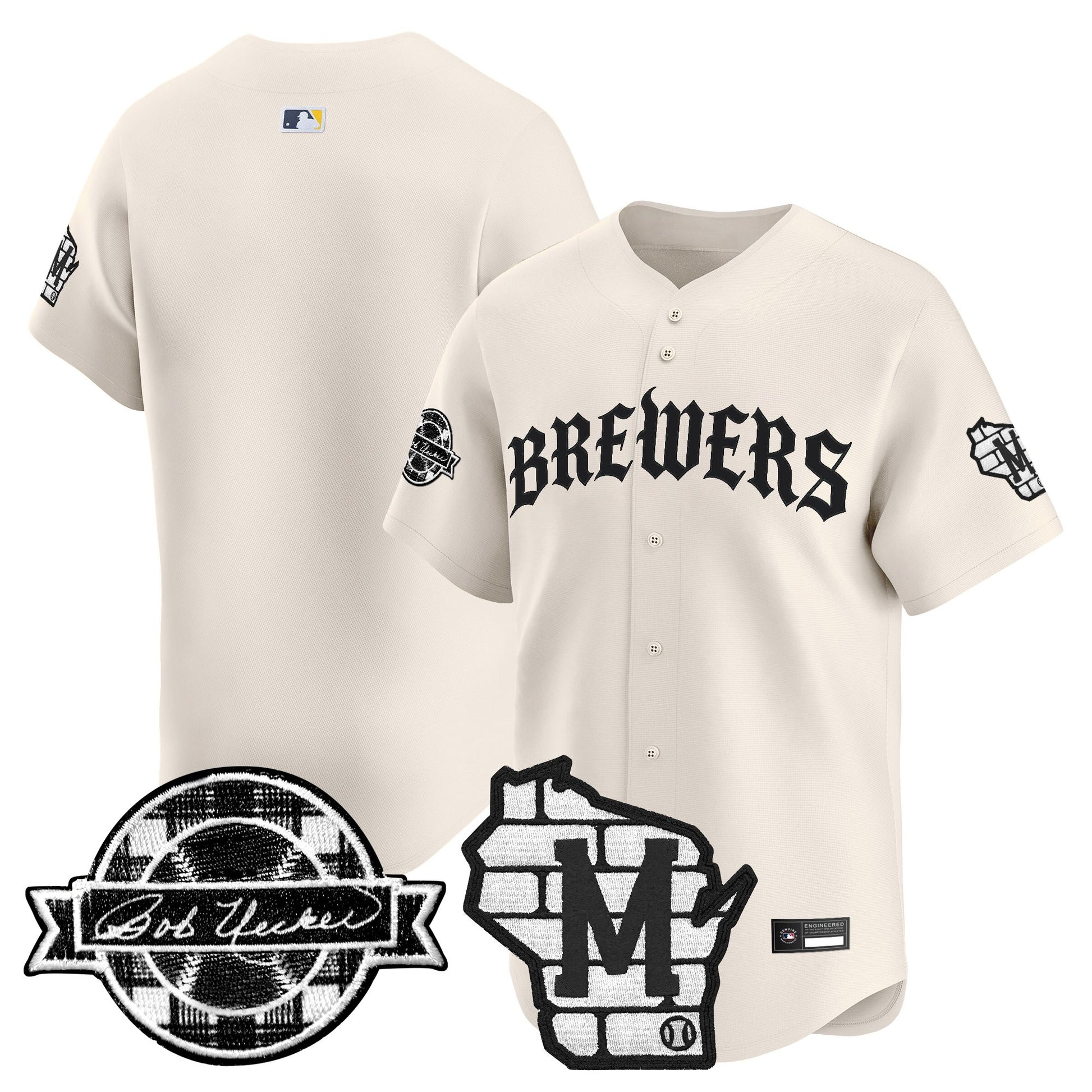 Men's Milwaukee Brewers 'Old English Edition' Vapor Premier Limited Jersey - All Stitched