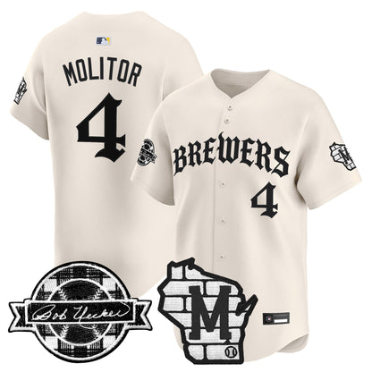 Men's Milwaukee Brewers 'Old English Edition' Vapor Premier Limited Jersey - All Stitched