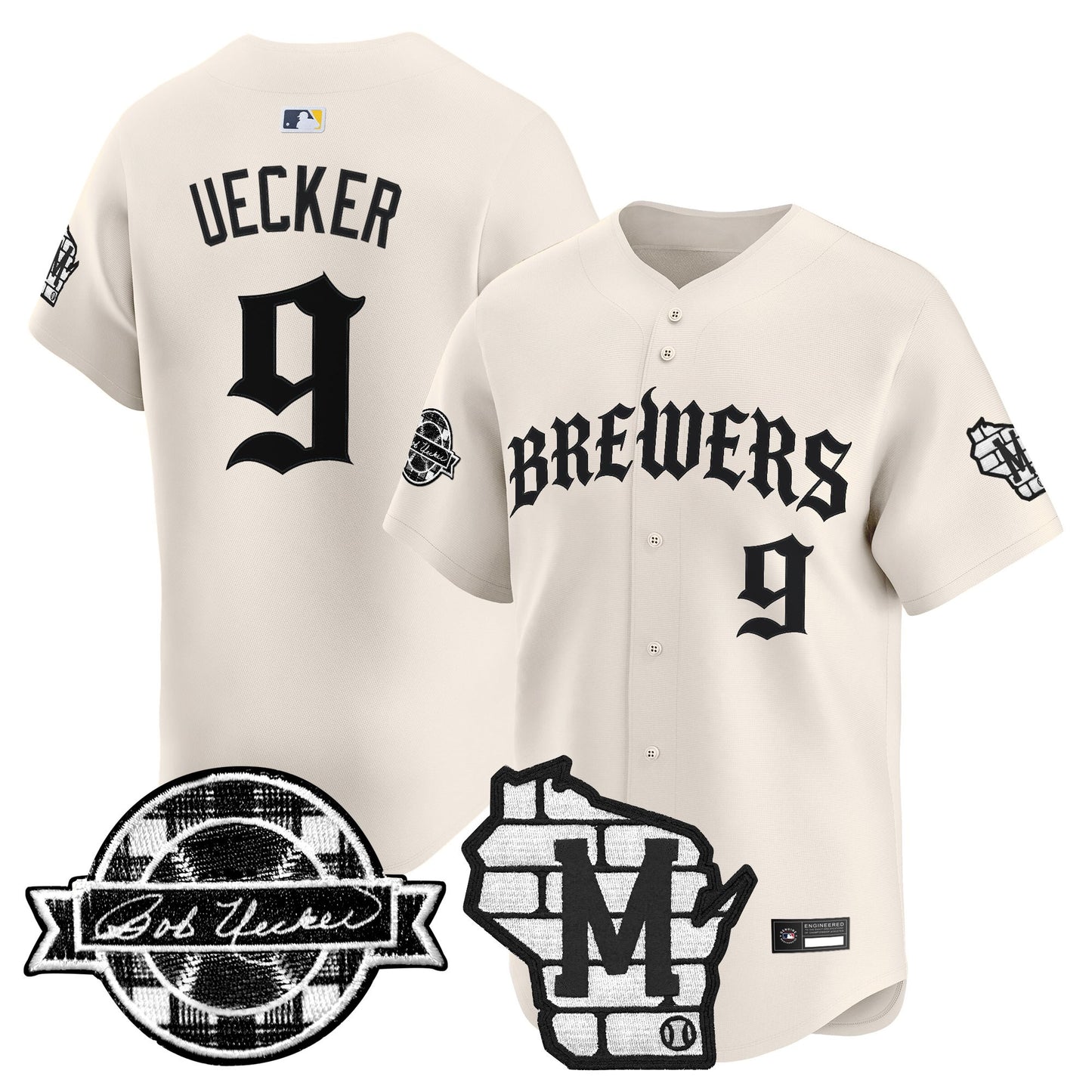 Men's Milwaukee Brewers 'Old English Edition' Vapor Premier Limited Jersey - All Stitched