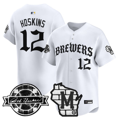 Men's Milwaukee Brewers 'Old English Edition' Vapor Premier Limited Jersey - All Stitched