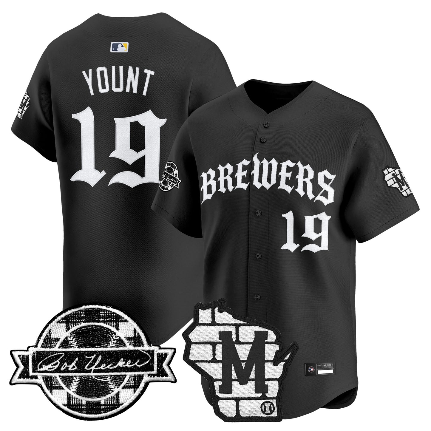 Men's Milwaukee Brewers 'Old English Edition' Vapor Premier Limited Jersey - All Stitched