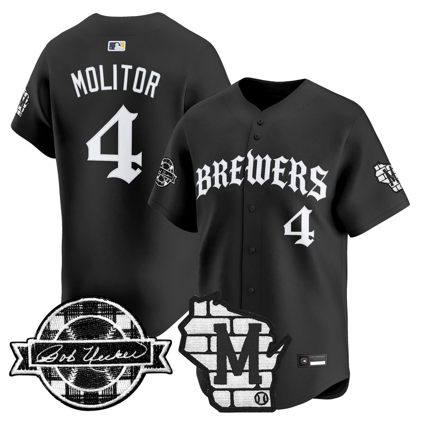 Men's Milwaukee Brewers 'Old English Edition' Vapor Premier Limited Jersey - All Stitched