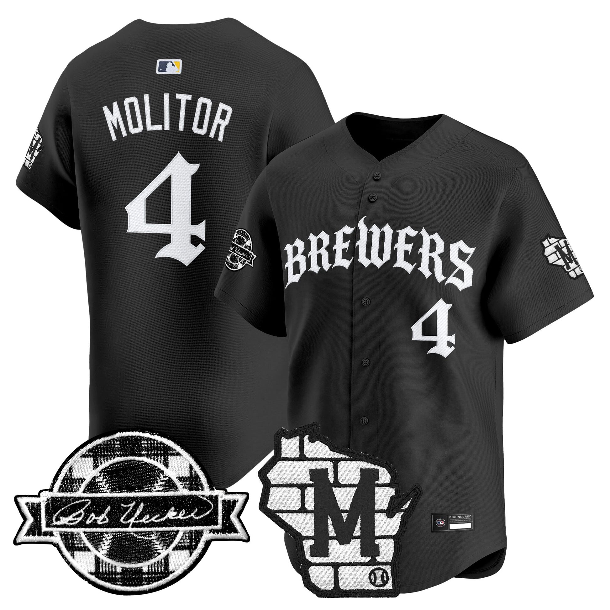 Men's Milwaukee Brewers 'Old English Edition' Vapor Premier Limited Jersey - All Stitched