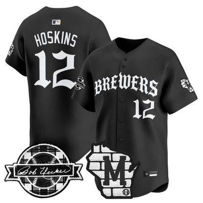Men's Milwaukee Brewers 'Old English Edition' Vapor Premier Limited Jersey - All Stitched
