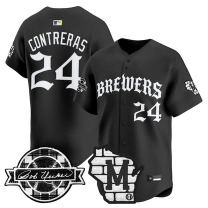 Men's Milwaukee Brewers 'Old English Edition' Vapor Premier Limited Jersey - All Stitched