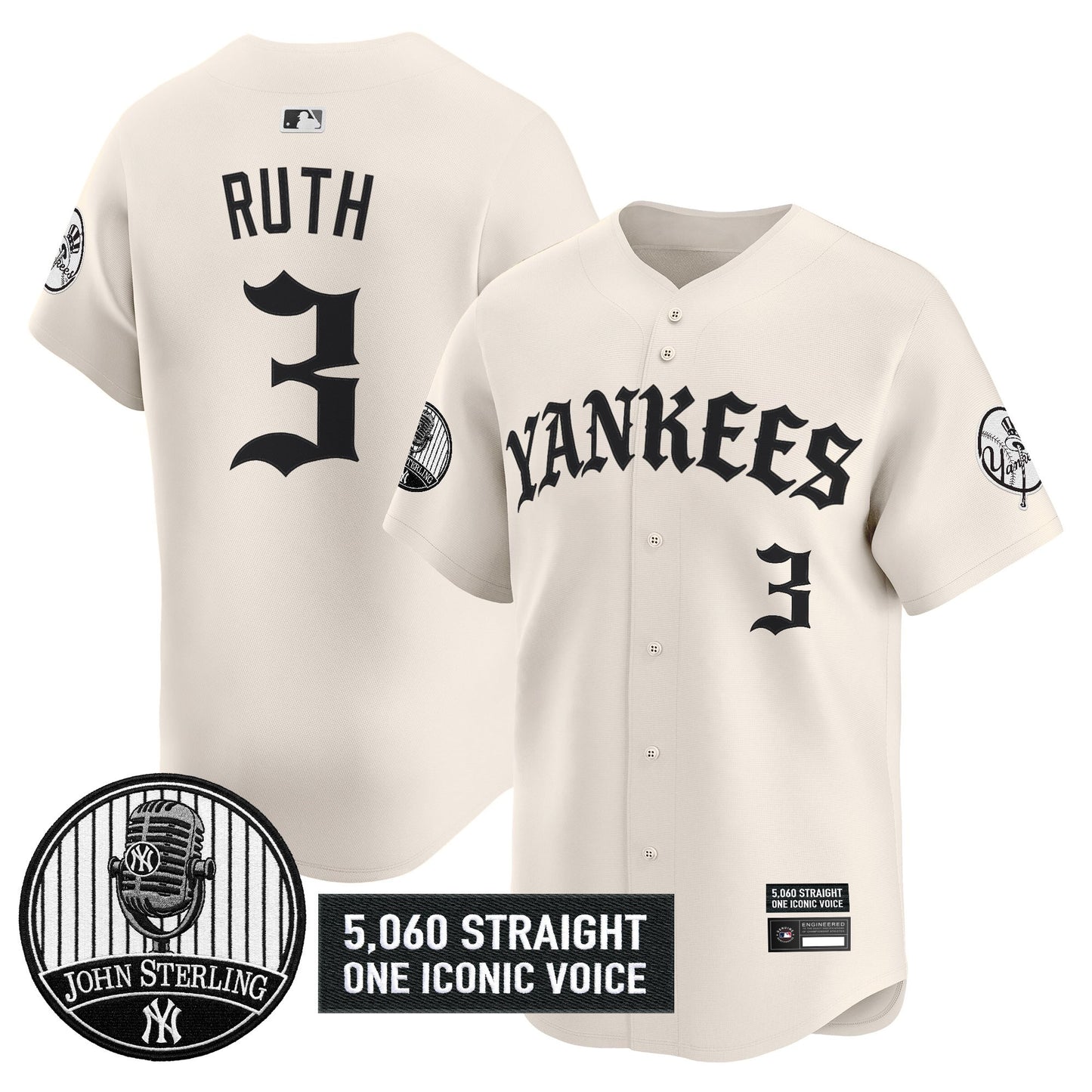 Men's Yankees 'Old English Edition' Vapor Premier Limited Jersey - John Sterling Patch - All Stitched