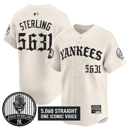 Men's Yankees 'Old English Edition' Vapor Premier Limited Jersey - John Sterling Patch - All Stitched