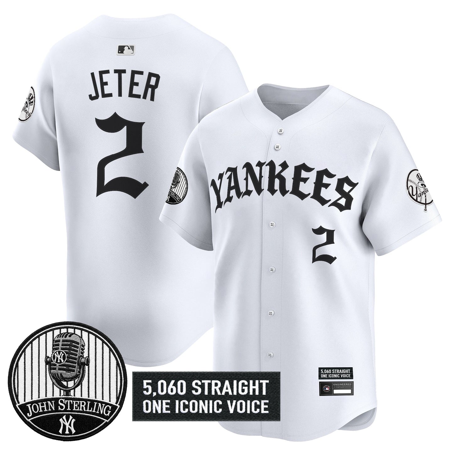 Men's Yankees 'Old English Edition' Vapor Premier Limited Jersey - John Sterling Patch - All Stitched